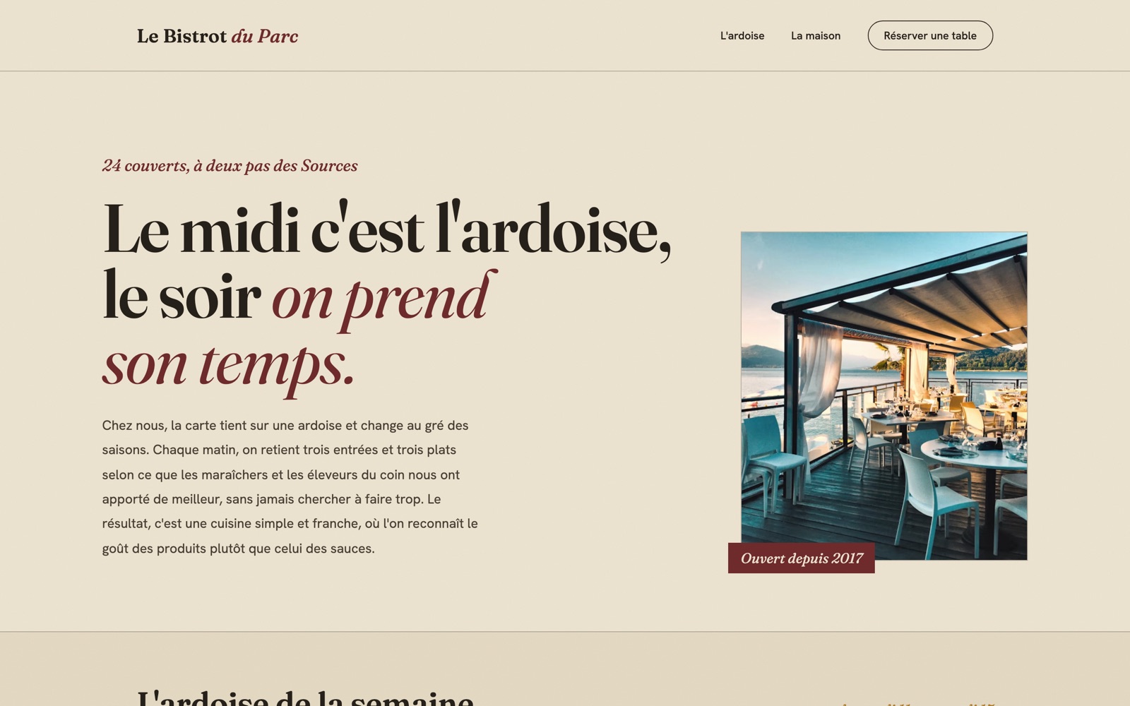 Aperçu du site Le Bistrot du Parc